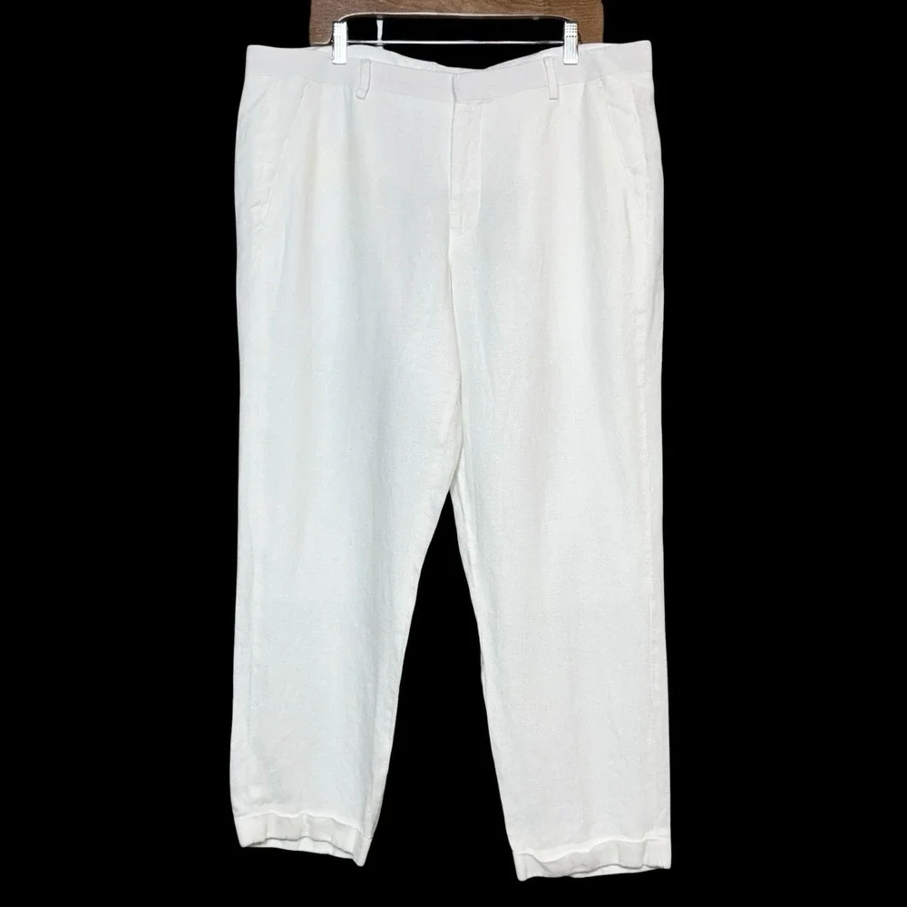 Murano Baird McNutt Linen Pants Mens 38X30 White Minimalist Luxury Coastal Beach